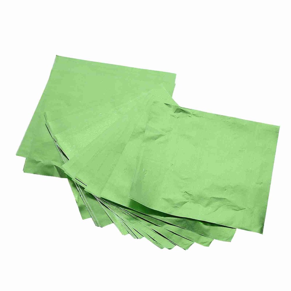 100Pcs Confection Foil Wrappers 3x3 Inch | 7 Colors Aluminum Foil for Chocolates/Sweets/Desserts | Food - Grade Food Safe Wrappers for Homemade Confection Making (Green)