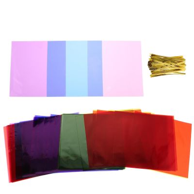 Color Cellophane Sheets 80Pcs Colored Glass Film Candy Wrapper Wrapping Paper Opp Chocolate Packaging