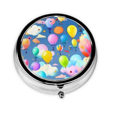 Colorful Balloons3 Compartment Pillbox, A Portable Medicine Box That Holds Vitamins, Medications, Fish Oil and Supplements.