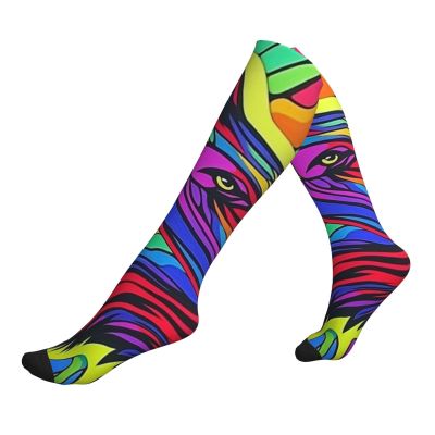 Colorful Lion Compression Socks 15-20mmHg Graduated Compression, Ideal for Nurses, Doctors, Office Workers, and Athletes