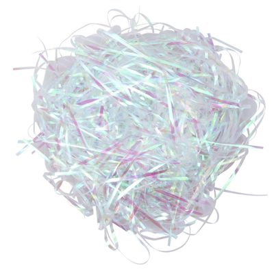 BCOATH Iridescent Pet Shredded Paper Basket with Decorative Wrapping Shred for Wedding Birthday Anniversary Valentines Day DIY Packaging and Party Supplies