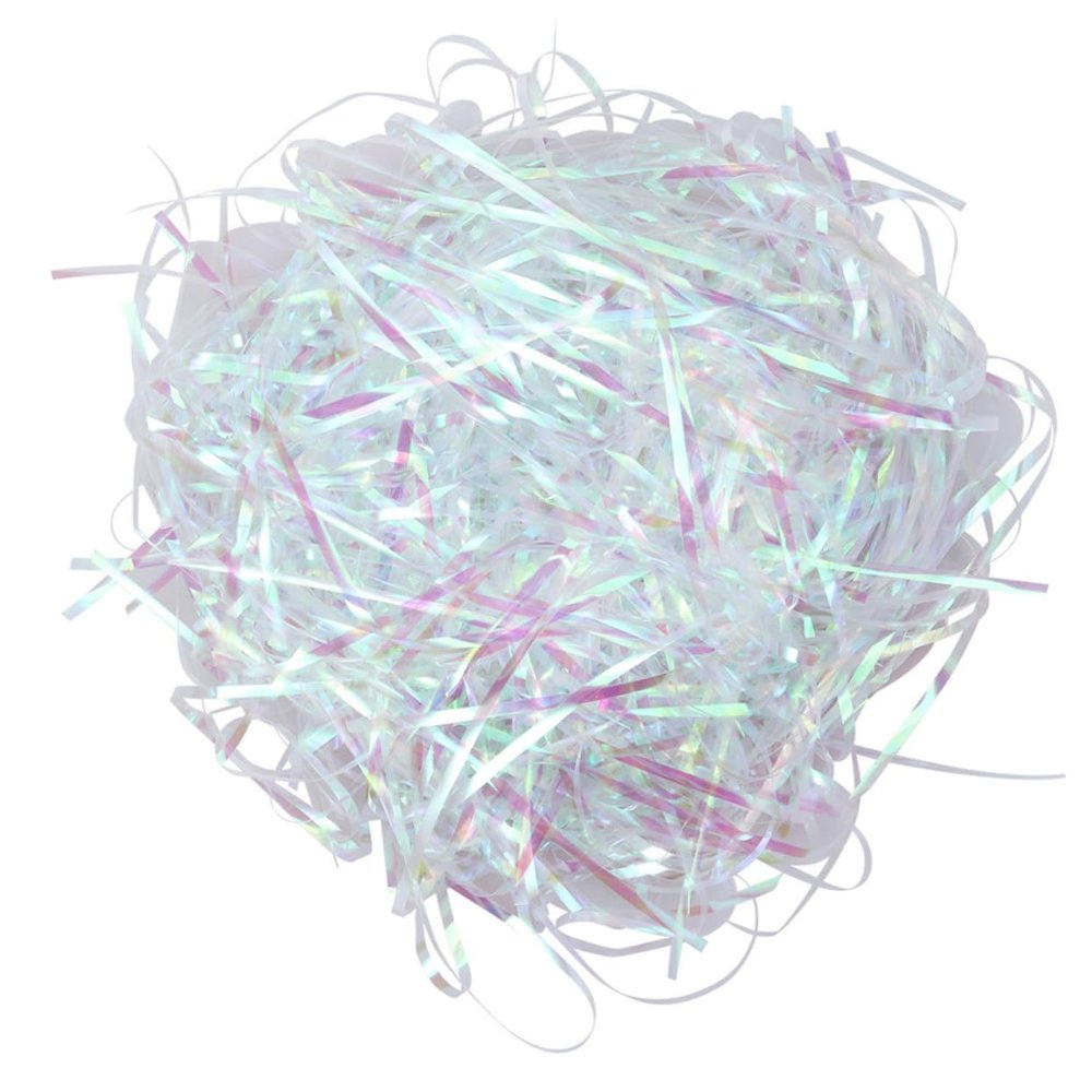 BCOATH Iridescent Pet Shredded Paper Basket with Decorative Wrapping Shred for Wedding Birthday Anniversary Valentines Day DIY Packaging and Party Supplies