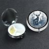 Pill Box 3 Compartment Metal Medicine Pill Organizer Bird standing on antlers Pill Case for Purse or Pocket Cute Mini Portable Pill Holder Travel Pill Container to Hold Supplements, Vitamins, Fish Oil view 1