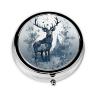 Pill Box 3 Compartment Metal Medicine Pill Organizer Bird standing on antlers Pill Case for Purse or Pocket Cute Mini Portable Pill Holder Travel Pill Container to Hold Supplements, Vitamins, Fish Oil view 4