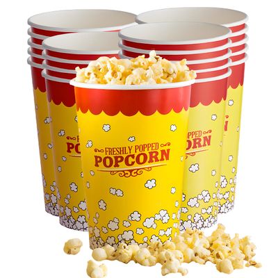 46 oz. Multicolor Popcorn Cups - 1000 Pack, Disposable Popcorn Buckets, Tubs for Home, Movie Night, Theatre