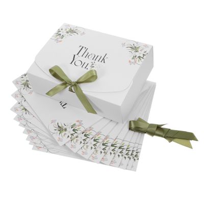 CHILDWEET 10PCS Mini Thank You Paper Boxes with Ribbon Flip-top Closure Sturdy Decorative Packaging for Shower Wedding Birthday Party Business Celebrations Portable Containers