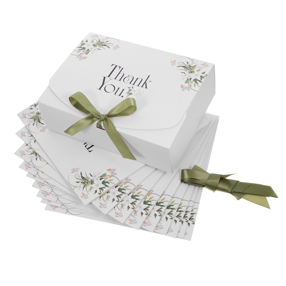 CHILDWEET 10PCS Mini Thank You Paper Boxes with Ribbon Flip-top Closure Sturdy Decorative Packaging for Shower Wedding Birthday Party Business Celebrations Portable Containers