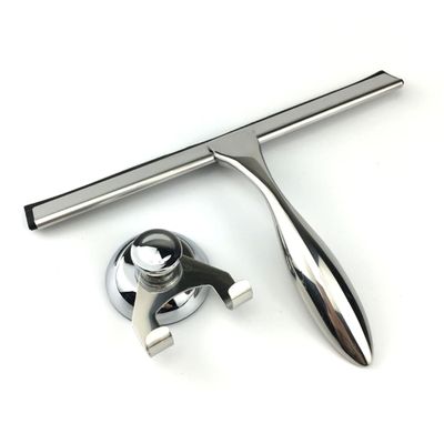 LALADEFIEE Stainless Steel Glass Squeegee with Suction Cup for Shower Doors and Windows Rust-Resistant Scraper for Bathroom Tiles and Mirrors Heat and Cold Resistant Window Cleaning Tool