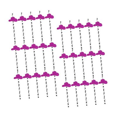 HAKIDZEL 30pcs Cartoon Paper Drinking Straws with Pink Cowgirl Hat Decorations Smooth Party Straws for Juice Drinks Cake Toppers Festive Cocktail Supplies