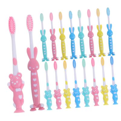 Gogogmee 32pcs Toothbrush Bulk with Soft Bristles Gentle Cleaning Suction Cup Base Cute Cartoon Design for Boys Encouraging Healthy Oral Care Habits