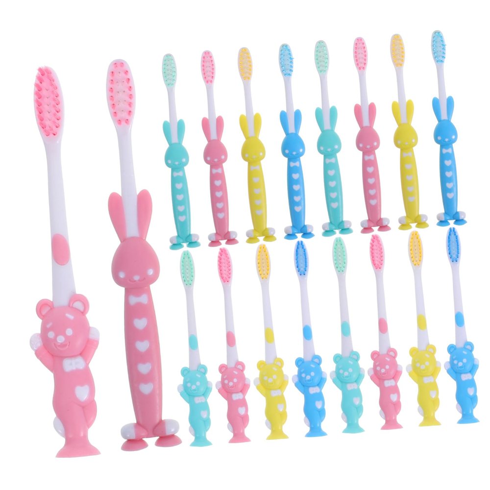 Gogogmee 32pcs Toothbrush Bulk with Soft Bristles Gentle Cleaning Suction Cup Base Cute Cartoon Design for Boys Encouraging Healthy Oral Care Habits