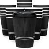 Glowcoast To Go Coffee Cups With Lids - 22 oz Disposable Coffee Cup With Lid. Large Togo Travel Paper Ripple Hot Cups Insulated For Hot, Cold Beverage Drinks, No Sleeves Needed (50, Black) view 1