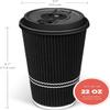 Glowcoast To Go Coffee Cups With Lids - 22 oz Disposable Coffee Cup With Lid. Large Togo Travel Paper Ripple Hot Cups Insulated For Hot, Cold Beverage Drinks, No Sleeves Needed (50, Black) view 3