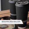 Glowcoast To Go Coffee Cups With Lids - 22 oz Disposable Coffee Cup With Lid. Large Togo Travel Paper Ripple Hot Cups Insulated For Hot, Cold Beverage Drinks, No Sleeves Needed (50, Black) view 4