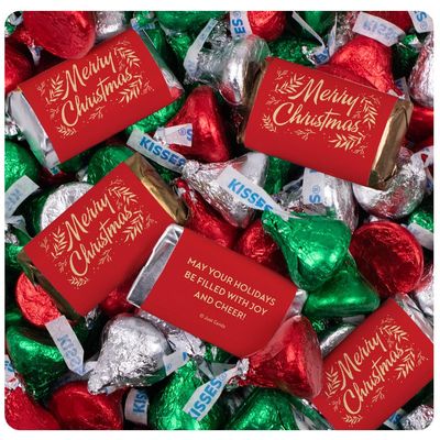 248 Pcs Holiday Party Chocolate Candy Mix Assorted Miniatures & Red, Green And Silver Kisses - Merry Christmas (3.05lb)