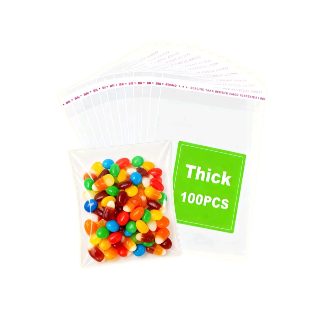 100PCS 3x5Inch Thick Self Sealing Cellophane Bags,Resealable Cellophane Bag,Cookie Bags for Cookies Candy Party Favors