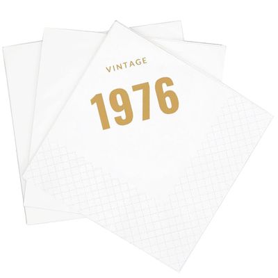 SharkBliss Vintage 1976 50th Birthday Cocktail Napkins, 100 Pack Gold Vintage 1976 Disposable Paper Beverage Cocktail Napkins for His Her Fifty 50th Birthday Party, 2-Ply, 5x5" (1976 Gold)