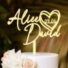Personalized Cake Topper - Wedding Decoration, Anniversary Keepsake, Engagement Gift for Couple - Couple Name With Heart Anniversary Wedding Date view 1