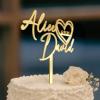 Personalized Cake Topper - Wedding Decoration, Anniversary Keepsake, Engagement Gift for Couple - Couple Name With Heart Anniversary Wedding Date view 2