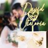 Personalized Cake Topper - Wedding Decoration, Anniversary Keepsake, Engagement Gift for Couple - Couple Name With Heart Anniversary Wedding Date view 3