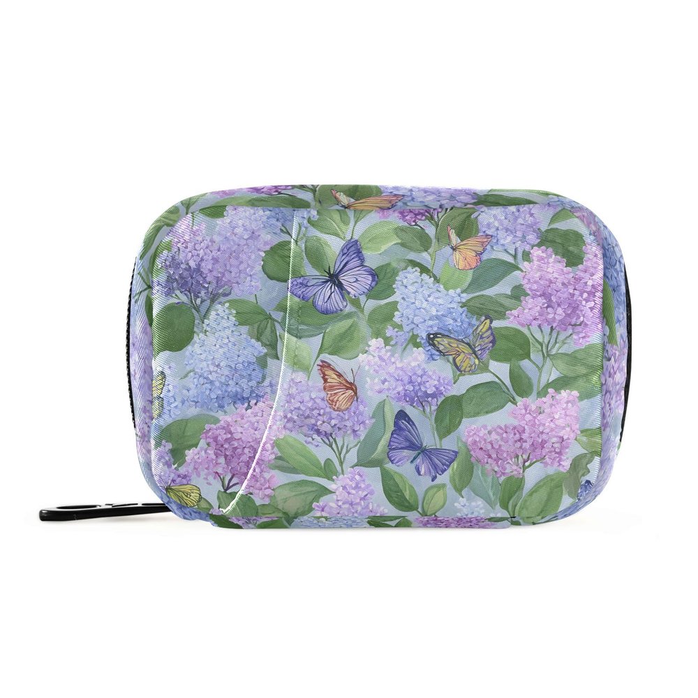 Hydrangea Butterfly Weekly Medicine Pill Organizer Travel Pill Case Box Holder Container Small for Vitamin Supplement