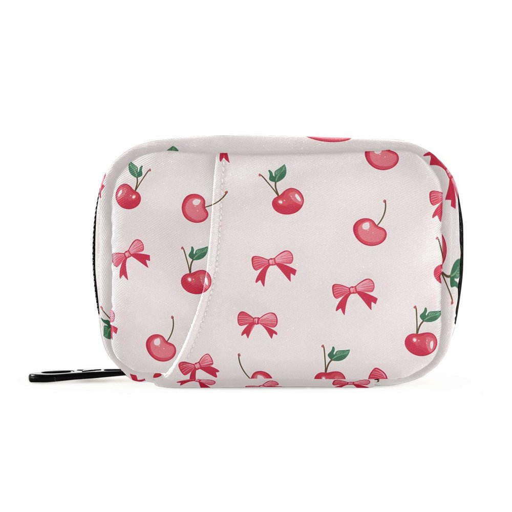 Cherry Bow Cute Weekly Medicine Pill Organizer Travel Pill Case Box Holder Container Small for Vitamin Supplement
