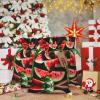Medium Christmas Bag Watermelon fresh fruit Print Xmas Party Holiday Drawstring Gift Pouches for Presents, Weddings, Birthdays view 2