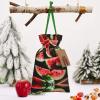 Medium Christmas Bag Watermelon fresh fruit Print Xmas Party Holiday Drawstring Gift Pouches for Presents, Weddings, Birthdays view 3