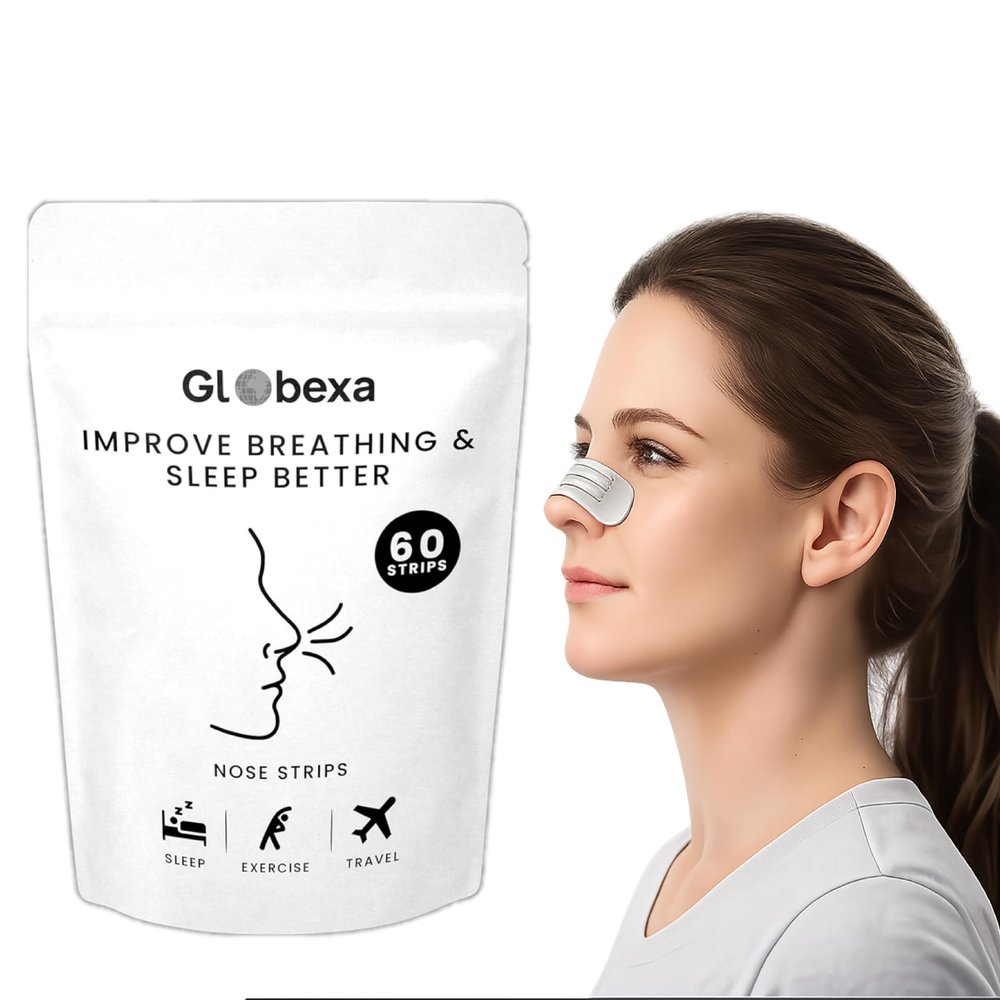 60 PCS Nasal Strips for Snoring & Breathing | Extra Strength Nose Strips for Breathing | Better Airflow, Sweat Resistant & Comfortable Drug-Free Nasal Strips for Sleeping and Congestion Relief