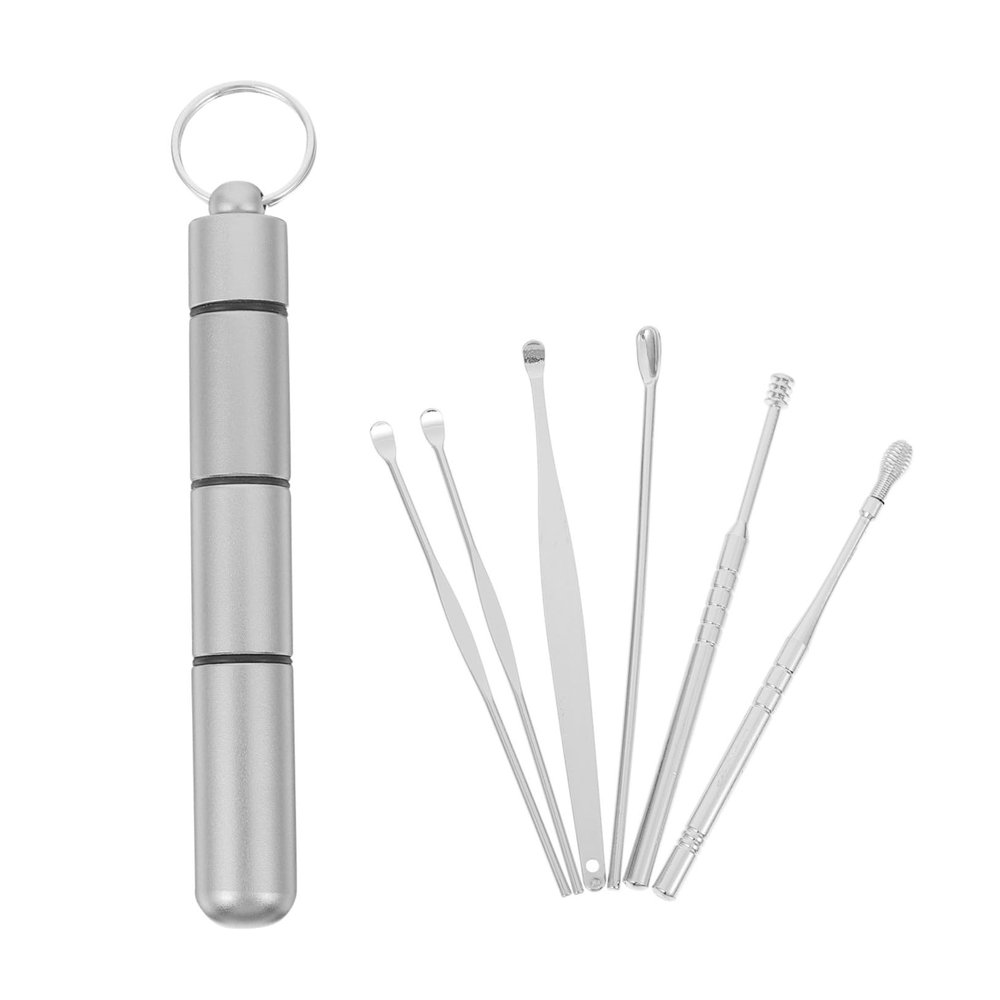 Anneome Stainless Steel Earwax Removal Kit Portable Ear Picks Spiral Design Comfortable Ear Cleaning Lightweight Easy to Clean