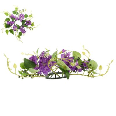 CONGARTENO Artificial Hyacinth Candle Ring Wreath Purple Floral Candleholder for Wedding Party Table Decoration Lightweight and Material Multipurpose Floral Candle Rings for Home and Event
