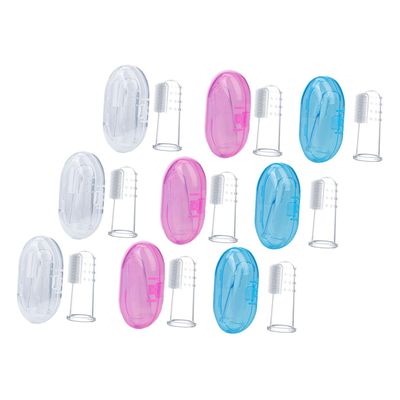 HOLIDYOYO 9pcs Silicone Finger Toothbrush for Oral Care with Storage Boxes Double-Sided Teething Brush and Gum Massager for Years Gentle Food-Grade Silicone for Teeth and Tongue Cleaning