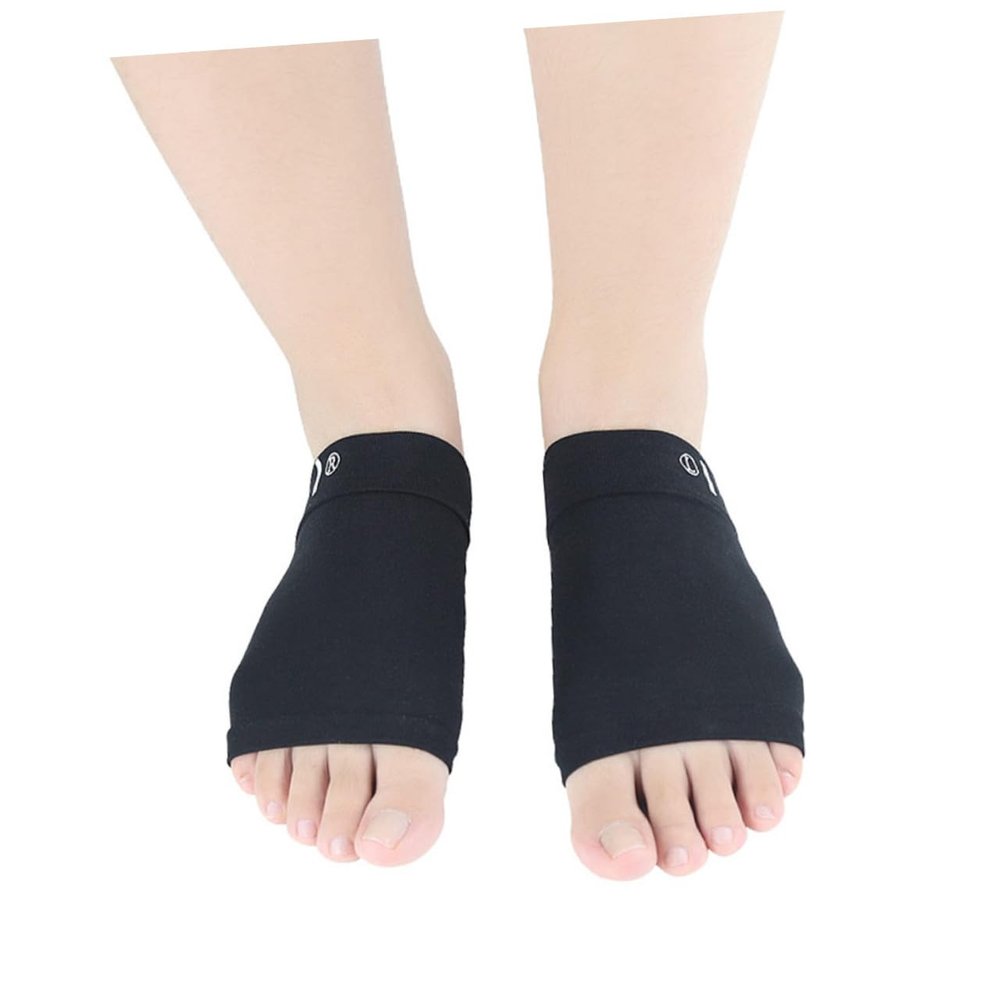 Gogogmee Arch Support Pads Elastic Massage Foot Cushions for Plantar Fasciitis Relief Comfortable Shock-Absorbing Orthotic Insoles for Flat Feet Black