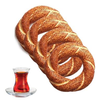 Turkish Sesame Bagel Simit, Authentic, Breakfast Specialty Simit, 4 Pieces Fresh Treat