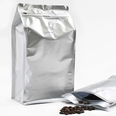 Soulake Coffee Bags, 12mil Stand Up Flat Bottom Pouch with one-way Air Valve and Reusable Side Zipper(Silver, 200PCS-Small-0.5lb/8oz/250g)