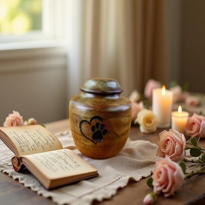 Handcrafted Mango Wood Urn 50 Cubic Inches Memorial Box for Human or Pet Ashes, Hand-Painted Black, Paw & Heart Engraving Design