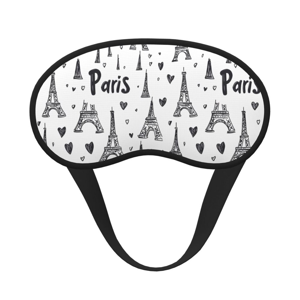 Eye Sleep Masks for Women Men - Elastic Band Blackout Eiffel Tower Heart Print Travel Eye Masks for Sleep Airplane, Comfy Night Sleeping Mask Cover for Nap and Party Games