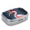 Flamingo Pill Box 2 Compartment Waterproof Pill Case with Mirror Portable for Purse Pocket Daily Medicine Vitamin Organizer Travel Med Container Holder for Fish Oil Supplements view 3