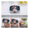 Flamingo Pill Box 2 Compartment Waterproof Pill Case with Mirror Portable for Purse Pocket Daily Medicine Vitamin Organizer Travel Med Container Holder for Fish Oil Supplements view 4
