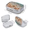 Beach Seashells Starfish Pill Box 2 Compartment Waterproof Pill Case with Mirror Portable for Purse Pocket Daily Medicine Vitamin Organizer Travel Med Container Holder for Fish Oil Supplements view 2
