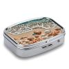 Beach Seashells Starfish Pill Box 2 Compartment Waterproof Pill Case with Mirror Portable for Purse Pocket Daily Medicine Vitamin Organizer Travel Med Container Holder for Fish Oil Supplements view 3