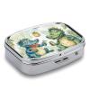 Crocodile Friends Pill Box 2 Compartment Waterproof Pill Case with Mirror Portable for Purse Pocket Daily Medicine Vitamin Organizer Travel Med Container Holder for Fish Oil Supplements view 3