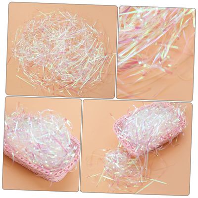 Beatifufu Transparent White Pet Shredded Paper Filler Bag Lightweight Recyclable Crinkle Cut Box Filler for Baskets Party Packaging Wedding Birthday Christmas Supplies