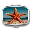 Starfish Pill Box 2 Compartment Waterproof Pill Case with Mirror Portable for Purse Pocket Daily Medicine Vitamin Organizer Travel Med Container Holder for Fish Oil Supplements view 1