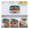 Starfish Pill Box 2 Compartment Waterproof Pill Case with Mirror Portable for Purse Pocket Daily Medicine Vitamin Organizer Travel Med Container Holder for Fish Oil Supplements view 4