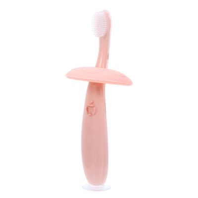 Anneome Adorable Silicone Toothbrush Soft Bristles Gentle Oral Care Brush for Safe Gum Cleaning Pink Teething Oral Hygiene Tool
