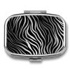 Zebra Print Metal Pill Organizer, 2 Compartment Waterproof Pill Case with Mirror for Purse Pocket Bag, Daily Medicine Vitamin Holder, Portable Travel Med Container(Square) view 1