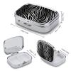 Zebra Print Metal Pill Organizer, 2 Compartment Waterproof Pill Case with Mirror for Purse Pocket Bag, Daily Medicine Vitamin Holder, Portable Travel Med Container(Square) view 2
