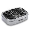 Zebra Print Metal Pill Organizer, 2 Compartment Waterproof Pill Case with Mirror for Purse Pocket Bag, Daily Medicine Vitamin Holder, Portable Travel Med Container(Square) view 3