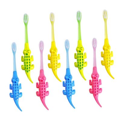 HOLIDYOYO 8Pcs Toothbrush with Adorable Cartoon Animal Designs Extra Soft Bristles Short Neck Safety Design Easy-Grip Handle for Oral Care and Training Random Color